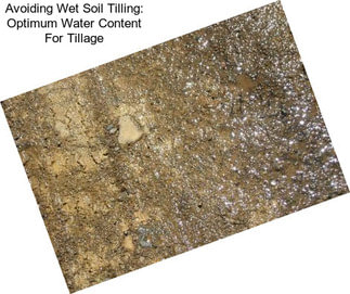 Avoiding Wet Soil Tilling: Optimum Water Content For Tillage