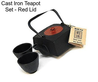 Cast Iron Teapot Set - Red Lid
