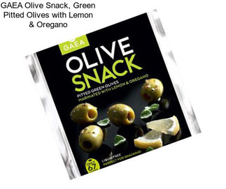 GAEA Olive Snack, Green Pitted Olives with Lemon & Oregano