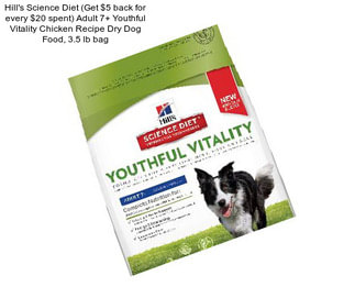 Hill\'s Science Diet (Get $5 back for every $20 spent) Adult 7+ Youthful Vitality Chicken Recipe Dry Dog Food, 3.5 lb bag