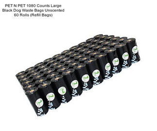 PET N PET 1080 Counts Large Black Dog Waste Bags Unscented 60 Rolls (Refill Bags)