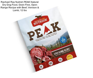 Rachael Ray Nutrish PEAK Natural Dry Dog Food, Grain Free, Open Range Recipe with Beef, Venison & Lamb, 12 lbs