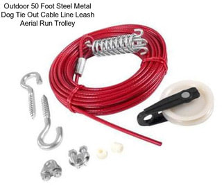 Outdoor 50 Foot Steel Metal Dog Tie Out Cable Line Leash Aerial Run Trolley