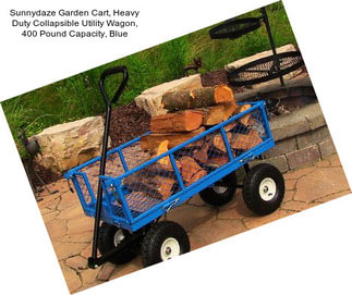 Sunnydaze Garden Cart, Heavy Duty Collapsible Utility Wagon, 400 Pound Capacity, Blue