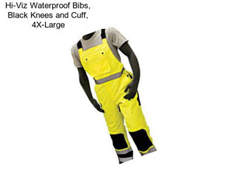 Hi-Viz Waterproof Bibs, Black Knees and Cuff, 4X-Large