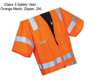 Class 3 Safety Vest - Orange Mesh, Zipper, 2XL