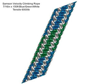 Samson Velocity Climbing Rope 7/16in x 150ft Blue/Green/White Tensile 6000lb