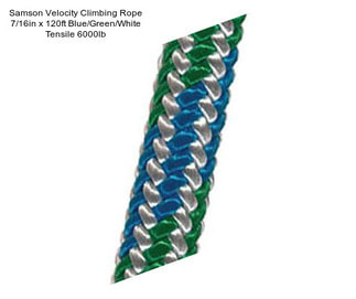 Samson Velocity Climbing Rope 7/16in x 120ft Blue/Green/White Tensile 6000lb