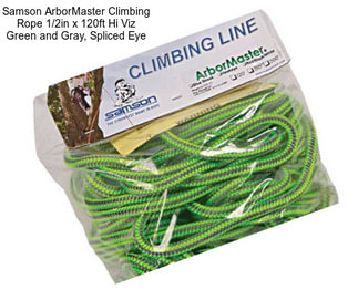 Samson ArborMaster Climbing Rope 1/2in x 120ft Hi Viz Green and Gray, Spliced Eye