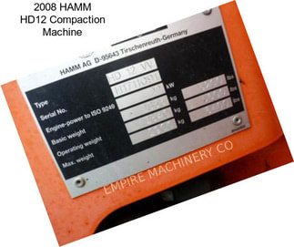 2008 HAMM HD12 Compaction Machine