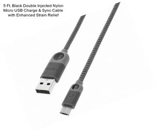 5 Ft. Black Double Injected Nylon Micro USB Charge & Sync Cable with Enhanced Strain Relief