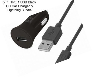 5 Ft. TPE 1 USB Black DC Car Charger & Lightning Bundle