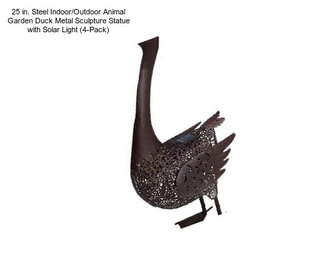 25 in. Steel Indoor/Outdoor Animal Garden Duck Metal Sculpture Statue with Solar Light (4-Pack)