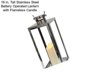 16 in. Tall Stainless Steel Battery Operated Lantern with Flameless Candle