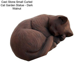 Cast Stone Small Curled Cat Garden Statue - Dark Walnut