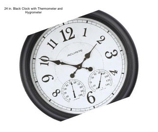 24 in. Black Clock with Thermometer and Hygrometer