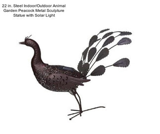 22 in. Steel Indoor/Outdoor Animal Garden Peacock Metal Sculpture Statue with Solar Light