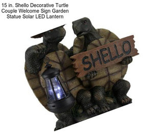 15 in. Shello Decorative Turtle Couple Welcome Sign Garden Statue Solar LED Lantern