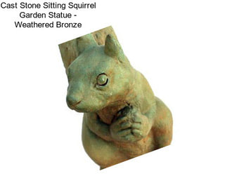 Cast Stone Sitting Squirrel Garden Statue - Weathered Bronze