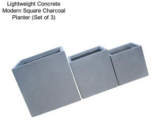 Lightweight Concrete Modern Square Charcoal Planter (Set of 3)