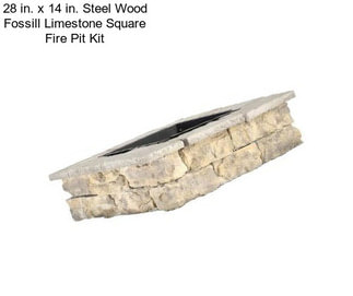 28 in. x 14 in. Steel Wood Fossill Limestone Square Fire Pit Kit