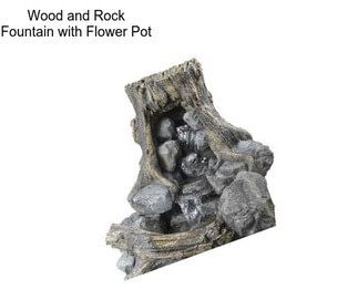 Wood and Rock Fountain with Flower Pot