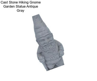 Cast Stone Hiking Gnome Garden Statue Antique Gray