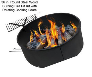 36 in. Round Steel Wood Burning Fire Pit Kit with Rotating Cooking Grate