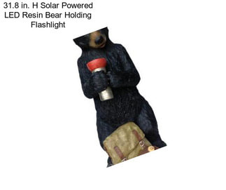 31.8 in. H Solar Powered LED Resin Bear Holding Flashlight