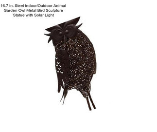 16.7 in. Steel Indoor/Outdoor Animal Garden Owl Metal Bird Sculpture Statue with Solar Light