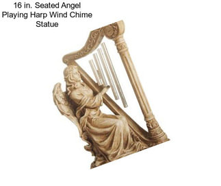 16 in. Seated Angel Playing Harp Wind Chime Statue