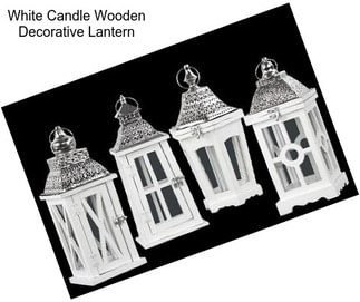 White Candle Wooden Decorative Lantern