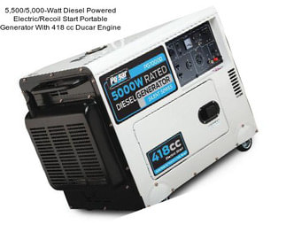5,500/5,000-Watt Diesel Powered Electric/Recoil Start Portable Generator With 418 cc Ducar Engine