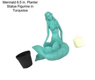 Mermaid 6.5 in. Planter Statue Figurine in Turquoise