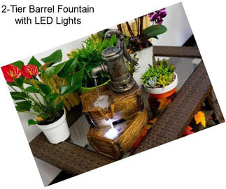 2-Tier Barrel Fountain with LED Lights