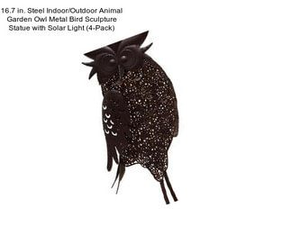 16.7 in. Steel Indoor/Outdoor Animal Garden Owl Metal Bird Sculpture Statue with Solar Light (4-Pack)
