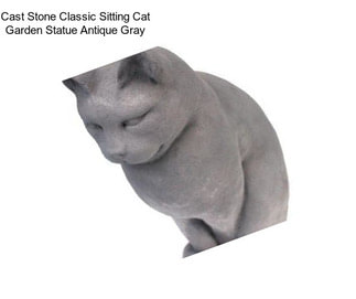 Cast Stone Classic Sitting Cat Garden Statue Antique Gray