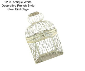 22 in. Antique White Decorative French Style Steel Bird Cage