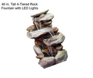 40 in. Tall 4-Tiered Rock Fountain with LED Lights