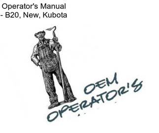 Operator\'s Manual - B20, New, Kubota