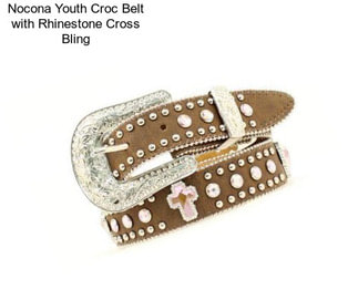 Nocona Youth Croc Belt with Rhinestone Cross Bling