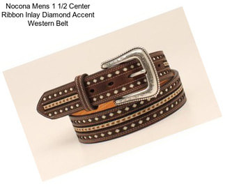 Nocona Mens 1 1/2 Center Ribbon Inlay Diamond Accent Western Belt