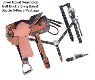 Silver Royal Remington Belt Buckle Bling Barrel Saddle 5-Piece Package