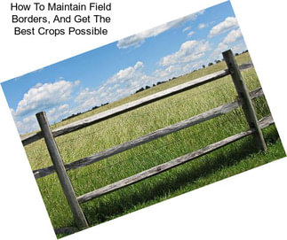 How To Maintain Field Borders, And Get The Best Crops Possible